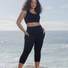 F.lux Black 3/4 Leggings: Eco-Friendly Activewear for the Australian Woman, Perfect for Workouts and Leisure.