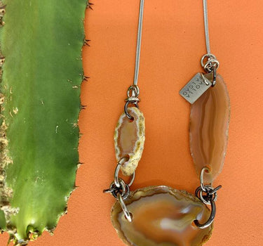 Natural agate long necklace - f-lux.com.au