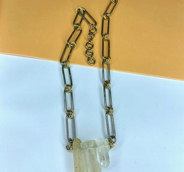 Paola clear crystal choker gold and silver tone - f-lux.com.au